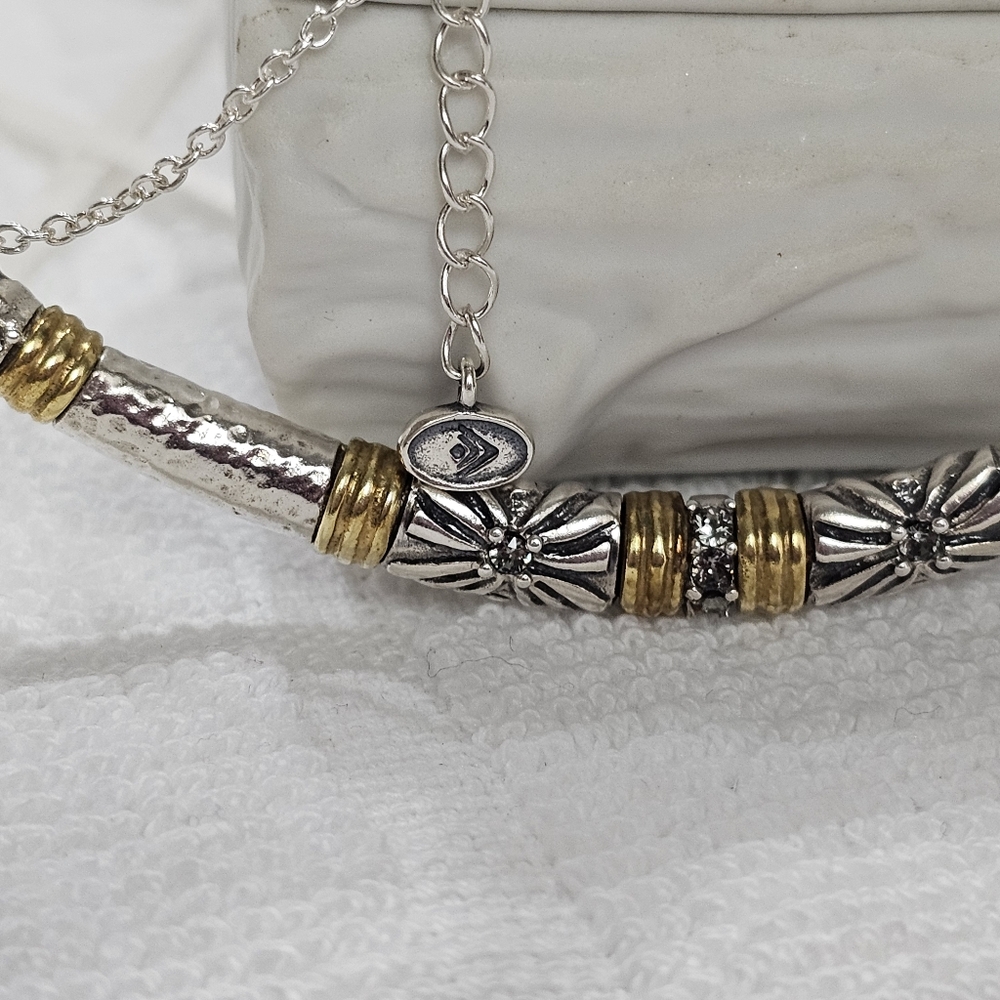 Silpada 925 Silver Necklace with Brass and CZ Accents - Picture 4 of 11
